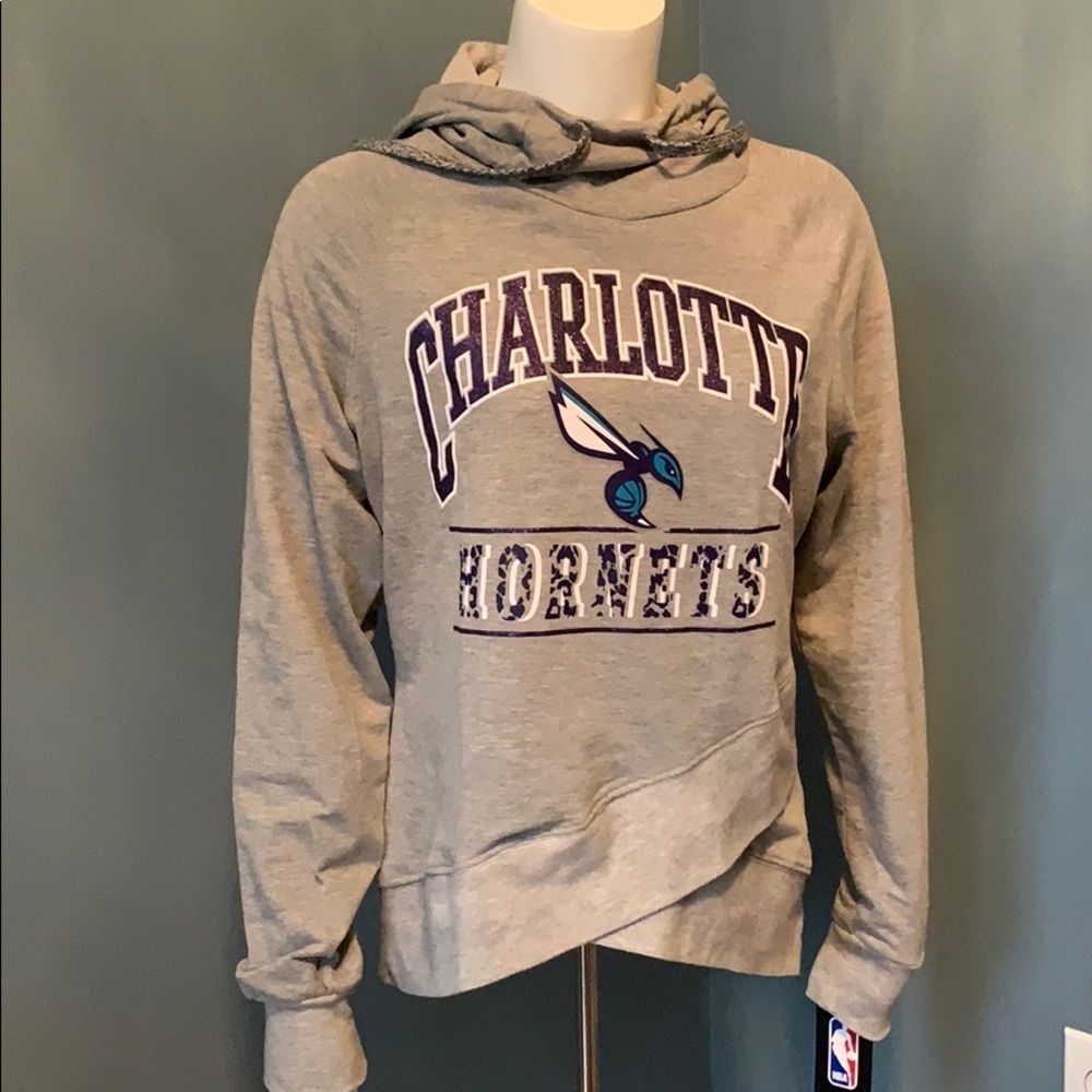 NBA Charlotte Hornets Gray Glitter Destination Hoodie Junior NEW